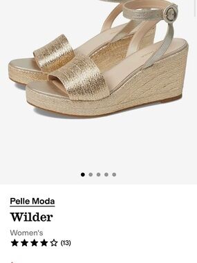 Pelle Moda Metallic Gold Espadrille Wedge Sandals